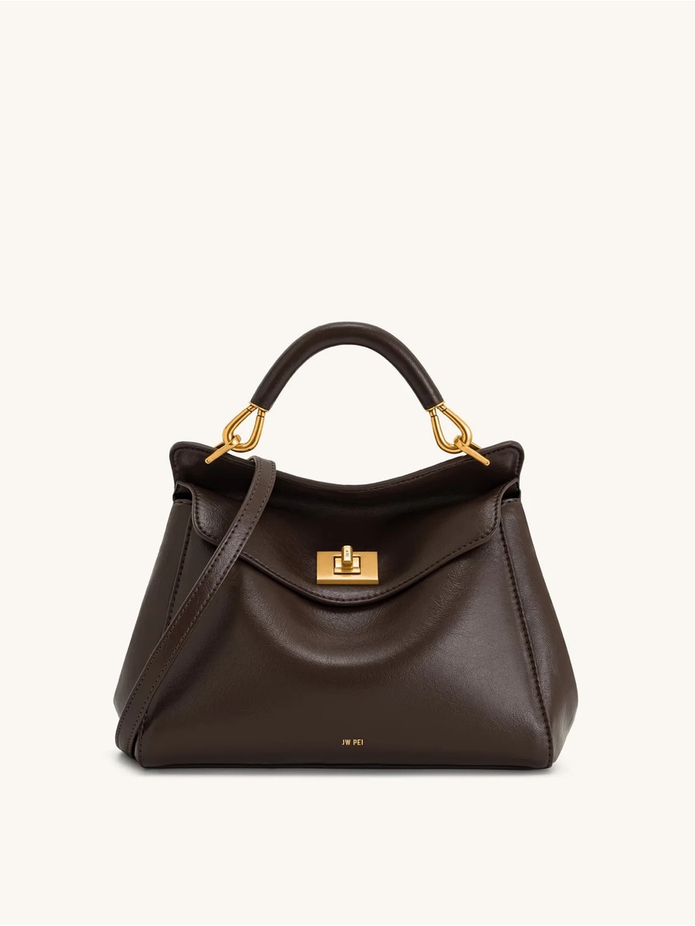 JW PEI Lucia Dark Brown Leather Top Handle Bag